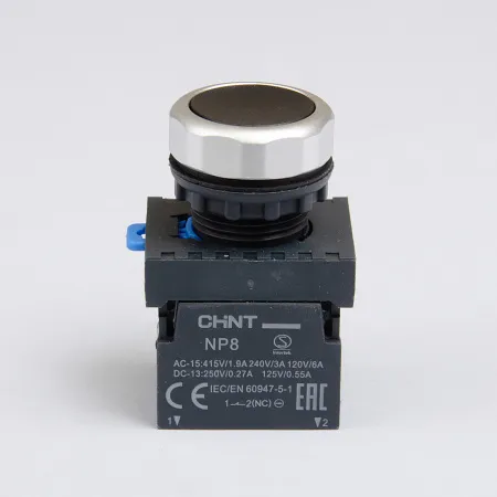 667112 | Кнопка NP8-11BN/2 чёрная, 1НО+1НЗ, IP65, Chint