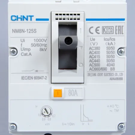 271588 | Автоматический выключатель NM8N-125S TM 3P 80А 50кА с регулируемым термомагнитным расцепителем, Chint