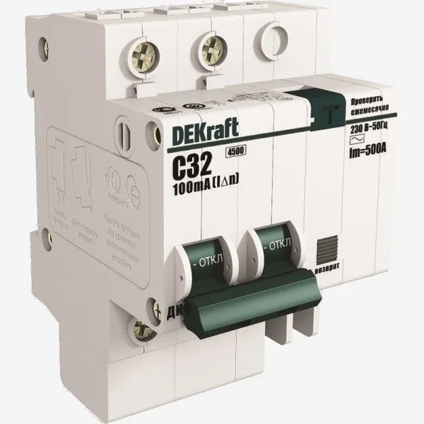 15158DEK | АВДТ 1P+N 20А 30мА тип AC х-ка C ДИФ-101 4,5кА, Dekraft