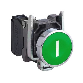 XB4BA3311 | Кнопка без подсветки с возвратом, зелёная, 1НО, маркировка "I", Schneider Electric