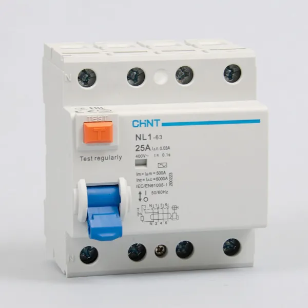 200223 | ВДТ (УЗО) NL1-63 4P 25А 30мА 6кА тип AC (DB), Chint