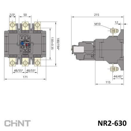 268302 | Тепловое реле NR2-630 400-630А, замена на 837134, Chint