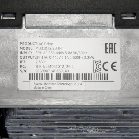 MD310T2.2B | Преобразователь частоты, серия MD310, 2,2 кВт, 5,1 А, перегрузка 150%, 380B, Inovance