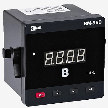 50333DEK | Амперметр цифровой 96x96мм трехфазный, вход 5А, выход DO, LED-дисплей АМ-96D, Dekraft