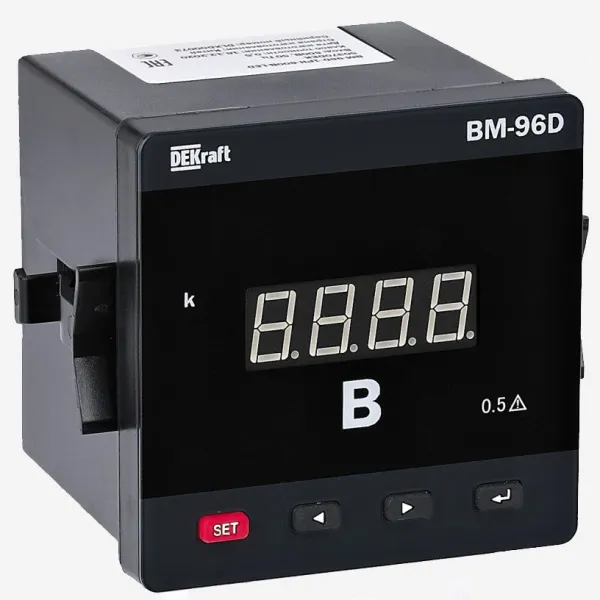 50387DEK | Вольтметр цифровой 96x96мм трехфазный, вход 600В, выход DO, LED-дисплей ВМ-96D, Dekraft