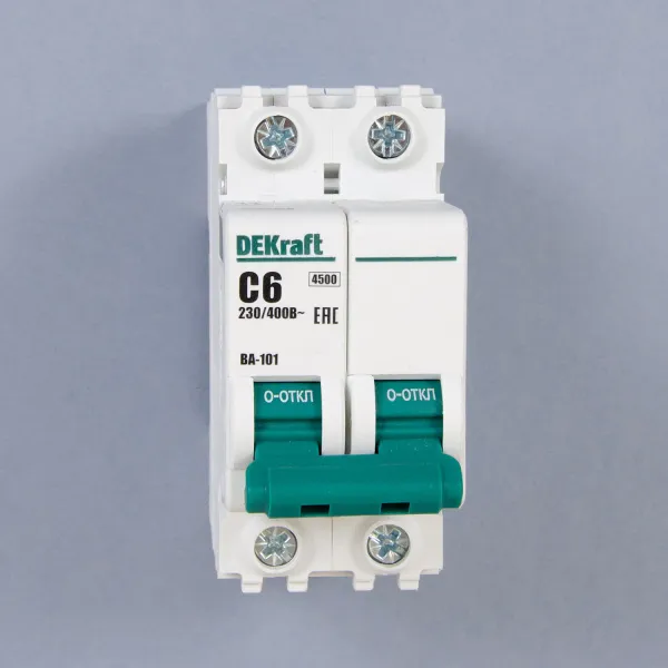 11064DEK | Автоматический выключатель ВА-101 2P 6А C 4.5кА, Dekraft