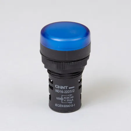 592937 | Индикатор ND16-22DS/2 укороченный корпус, встроенный резистор, синий, 24В AC/DC, Chint