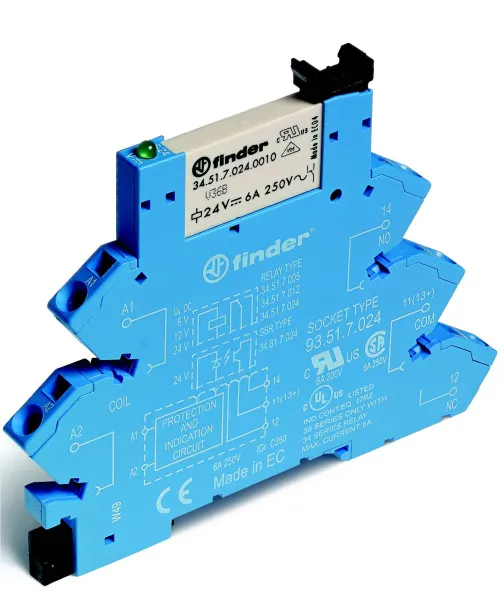 386102400060 | Интерфейсное реле пруж. зажим, серия 38, 240В AC/DC, 6A, 1CO, Finder
