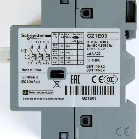 Автоматический выключатель, серия EasyPact TVS, 0,25…0,40А, Schneider Electric, GZ1E03