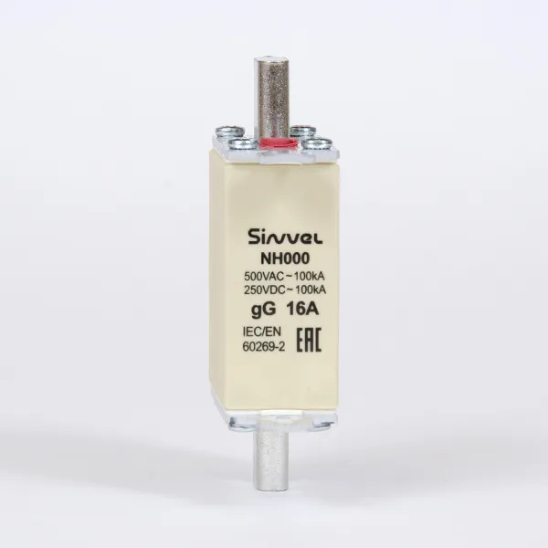 FNH000S-16 | Предохранитель 16 A, габарит 000, gG, 500 B AC/ 250 B DC, боёк, Sinvel 