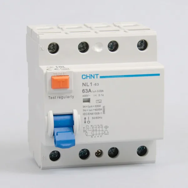 200225 | ВДТ (УЗО) NL1-63 4P 63А 30мА 6кА тип AC (DB), Chint