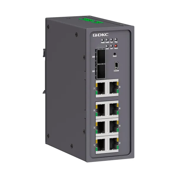 dkcN2000-2GX8T-P1 | Промышленный управляемый коммутатор, 2×100Base-X, 1000Base-X, 10/100/1000Base-T(X) SFP слота: 8×10/1, DKC