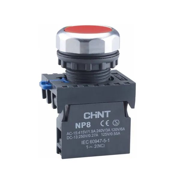 667580 | Кнопка NP8-01BND/4 красная, подсветка LED 110-230В AC, 1НЗ, IP65, Chint