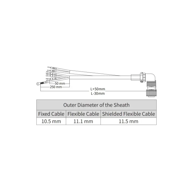 Силовой кабель для сервомотора MS1H2(4кВт,5кВт) с тормозом, 10м