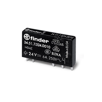 345170050010 | Миниатюрное реле, серия 34, 5В DC чувств., 6А, 1CO, Finder