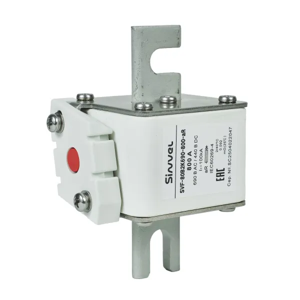 SVF-80B2K690-800-aR | Предохранитель, 800 А, 690 В AС, aR, ножи под болт, габ 2, монт расст 80 мм, Sinvel 