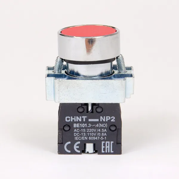 573958 | Кнопка NP2-BA41, красная, металл, 1НО, IP40, Chint