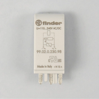 9902023098 | Модуль индикации и защиты; зеленый LED + варистор; 110...240В AC/DC, Finder