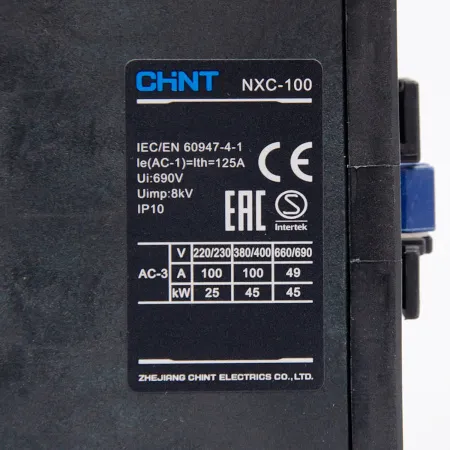 836824 | Контактор NXC-100 3P 100A AC220B (50Гц) 1НО+1НЗ, Chint