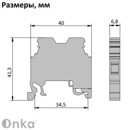 1010220 MTK 2,5/4 | Клеммник на DIN-рейку 2,5-4мм.кв.,(земля), 1293, Onka 