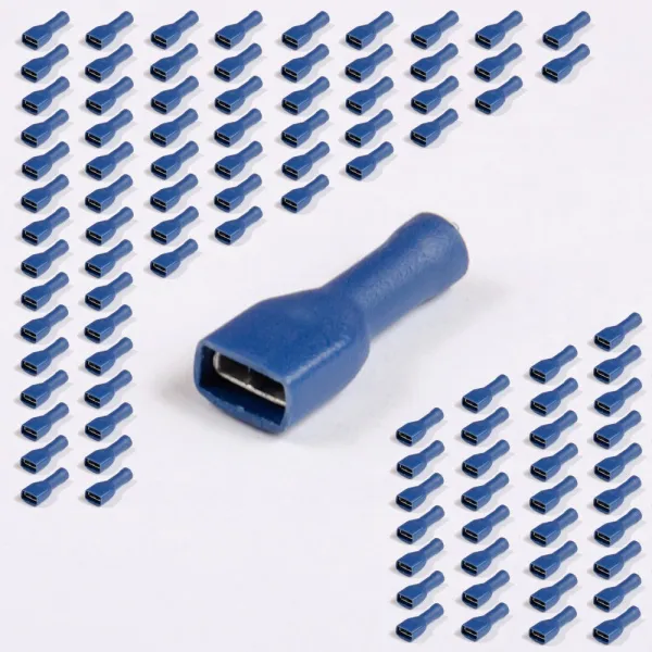 ID BF-F608P | Наконечник полностью изолированный 1,5-2,5 кв.мм, плоский гнездовой, 6,6х0,8, синий  (уп.-100шт.), Clims