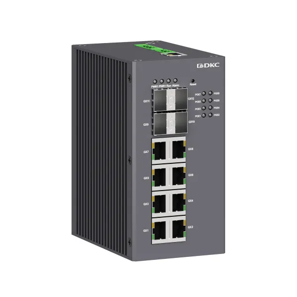 dkcN2000-4GX8GP-P4 | Промышленный управляемый коммутатор, с поддержкой PoE, 4×100Base-X, 1000Base-X, 10/100/1000Base-T(X), DKC