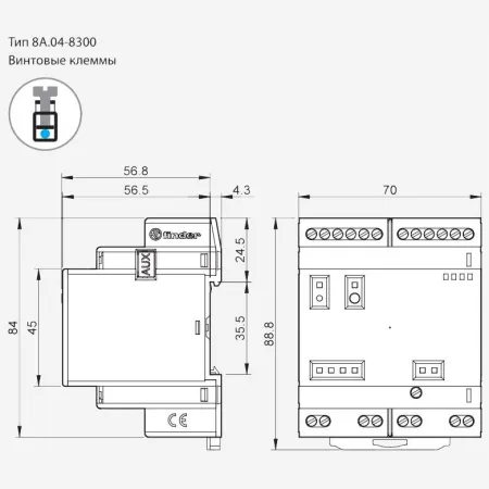 8A0490248300 | Программируемое Логическое Реле; версия Lite (RJ45, USB); 8 цифровых/аналоговых входов, 4 выхода; пи, Finder