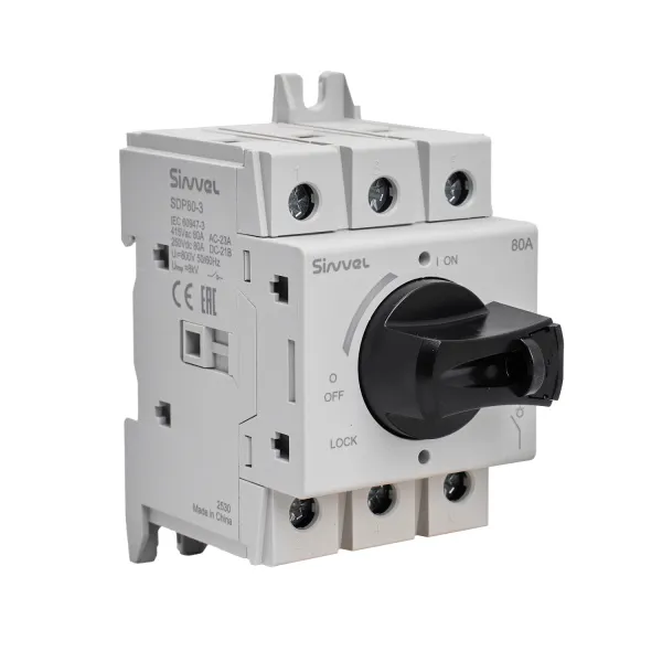 SDP80-3 | Выключатель-разъединитель, 80 А, 3Р, ручка прямого монтажа с блокировкой, Sinvel