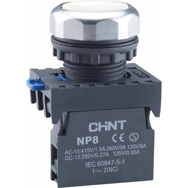 578646 | Кнопка NP8-10BN/1 белая, 1НО, IP65, Chint