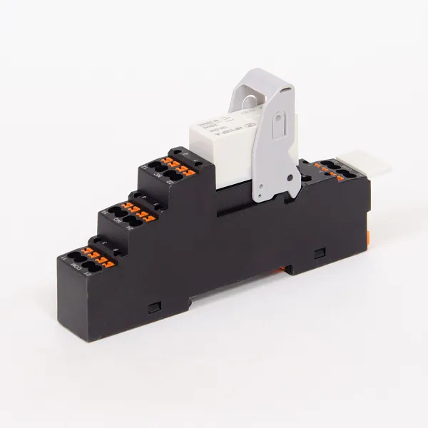 HF115-230AC-2-P | Комплект реле: колодка Push-in,пластик.клипса,маркер + реле Hongfa 2CO 8A; AgNi; катушка 230B AC, ID