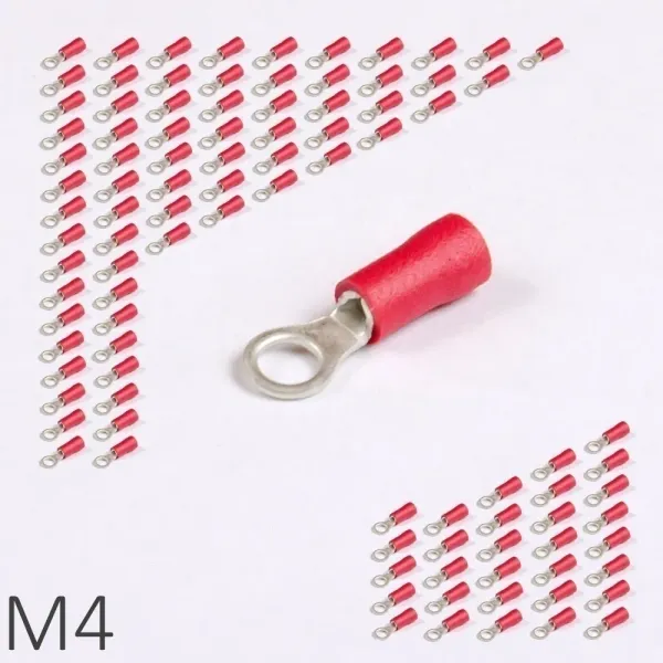 ID RF-M4 | Наконечник изолированный 0,5-1,5 кв.мм кольцевой M4, красный (уп.-100шт.), Clims