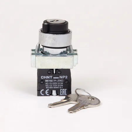573988 | Переключатель NP2-BG25, 2 положения, фиксация, 1НО+1НЗ, IP40, Chint