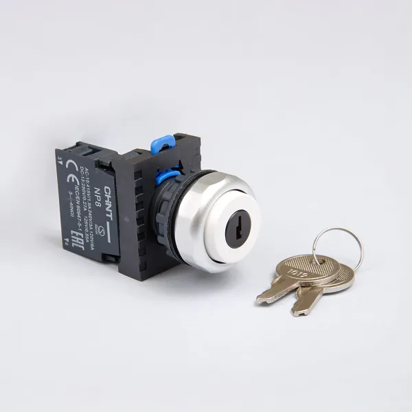 578130 | Переключатель ключом NP8-10Y/21, 2 положения фиксация, 1НО, IP65, Chint