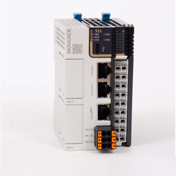 Easy521-0808TP | ПЛК Easy521, 8 входов PNP/NPN, 8 выходов PNP, 1x EtherCAT, 2x EtherNET, 1x RS485, 1x USB, 8 сервоосе, Inovance