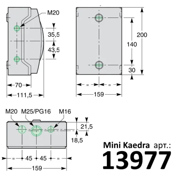 13977 | Щит навесной Mini Kaedra IP65, 6 модулей, 1ряд, Schneider Electric