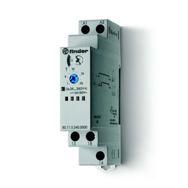 831102400000 | Модульный таймер 1-функциональный (AI); питание 24…240В АС/DC; 1CO 16A; ширина 22.5мм; регулировка в, Finder