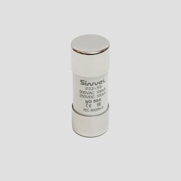 SV2258-50 | Плавкая вставка 50 А, gG, 22х58 мм, 500 В АС/ 250 B DC, Sinvel 