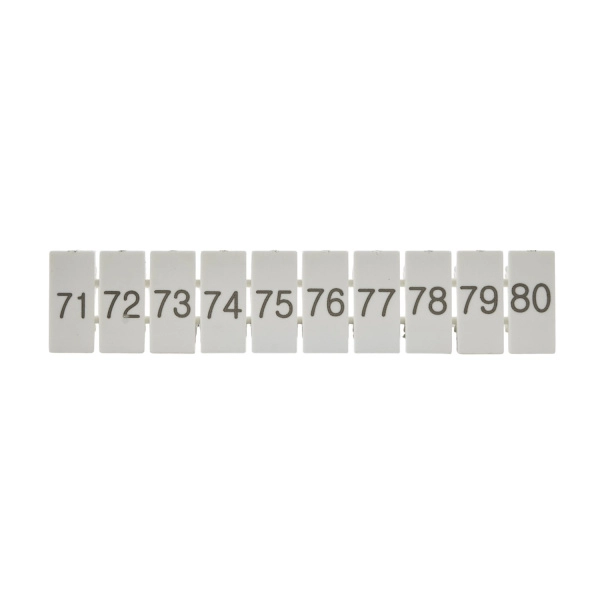ZB5(71-80)  | Маркировка верхняя горизонтальная для клемм 2.5 кв.мм, 71-80 (1 лист = 10 шт.), Clims 