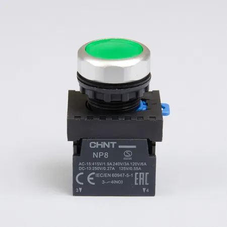 667240 | Кнопка управления NP8-10BND 1НО зеленая AC/DC24В(LED) IP65, Chint