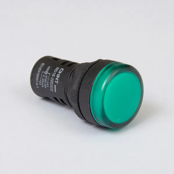 592940 | Индикатор ND16-22DS/2 укороченный корпус, встроенный резистор, зелёный, 24В AC/DC, Chint