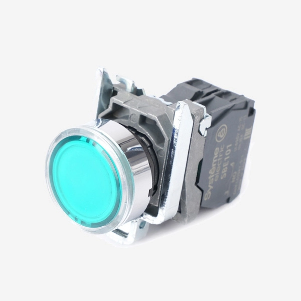 SB4BW33M1 | Кнопка зелёная, металл, подсветка 230-240В AC, 1НО, Systeme Electric