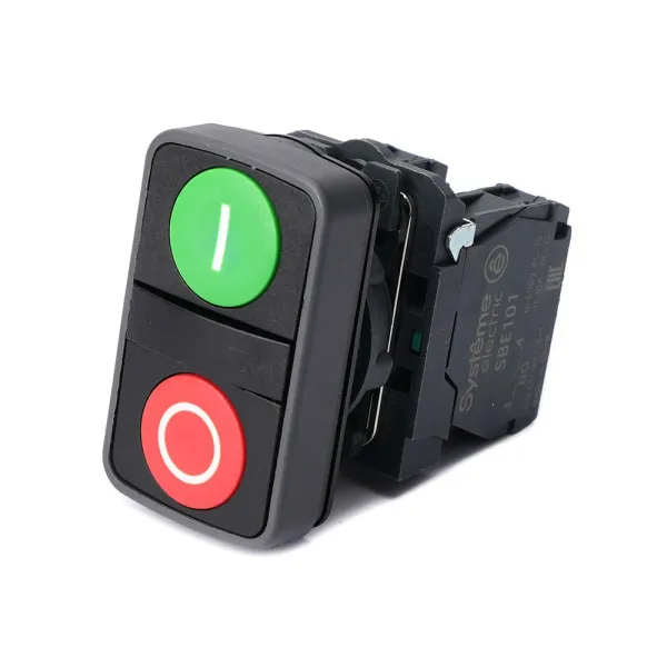 SB5AA73415 | Кнопка двойная, зелёная "I" красная "O", пластик, 1НО+1НЗ, Systeme Electric
