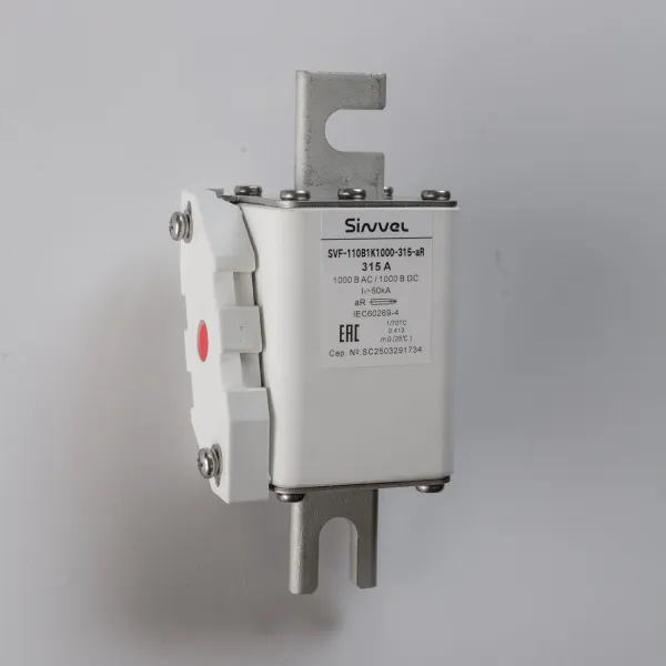 SVF-110B1K1000-315-aR | Предохранитель, 315 А, 1000 В DC / 1000 В AC, aR, ножи под болт, габ 1, монт расст 110 мм, Sinvel 