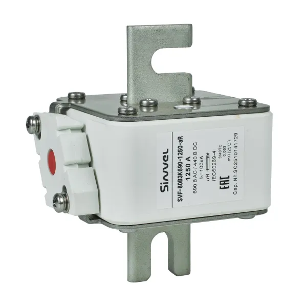 SVF-80B3K690-1250-aR | Предохранитель, 1250 А, 690 В AС, aR, ножи под болт, габ 3, монт расст 80 мм, Sinvel 