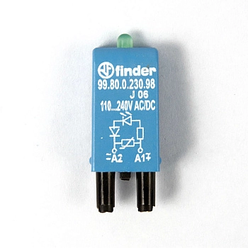9980023098 | Модуль индикации и защиты; зеленый LED + варистор; 110...240В AC/DC, Finder