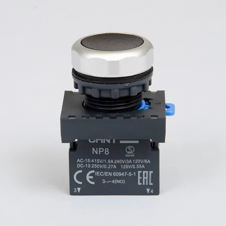 578647 | Кнопка NP8-10BN/2 чёрная, 1НО, IP65, Chint