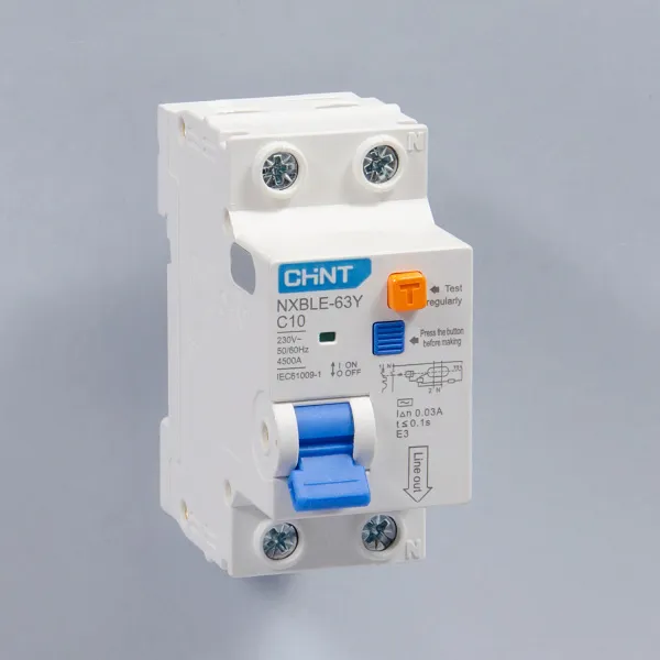 105541 | Дифференциальный автомат NXBLE-63Y 1P+N 10А 30мА электронный тип AС, характеристика C, 4,5кА, Chint