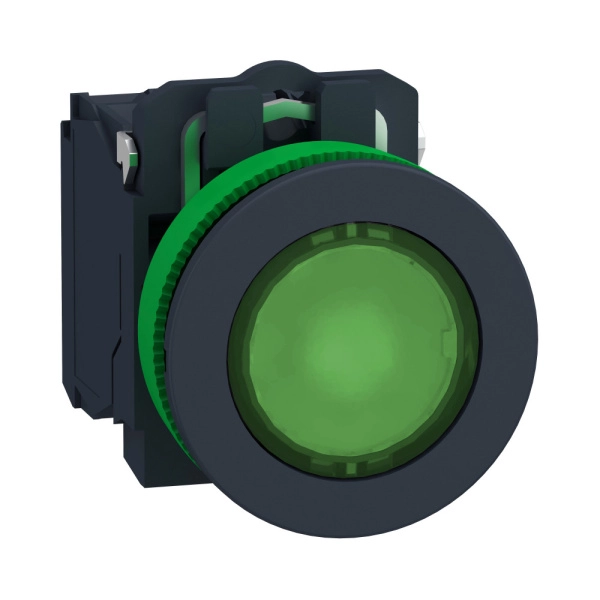 XB5FW33M5 | Кнопка с подсветкой 230В AC, с возвратом, 1НО+1НЗ, зелёная, Schneider Electric