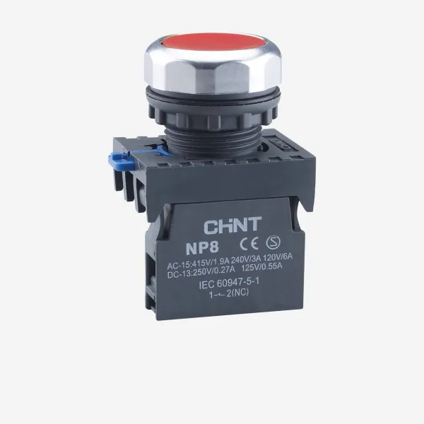 667585 | Кнопка упр. NP8-10BND/4 подсветка, самовозв, красный, AC110-230В(LED), 1НО, IP65, Chint