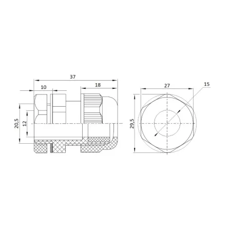 ID PPG-13 | Кабельный ввод PG13.5, пластик, диаметр кабеля 6-12мм, Clims